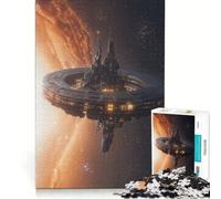 Rompecabezas de 1000 Piezas para Adultos Estación Espacial futurista en una Nebulosa Juegos relajantes, Actividades Divertidas para Hacer en casa y Fortalecer el Amor en Pareja 38x52cm