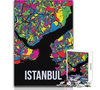 Rompecabezas de 1000 Piezas para Adultos, Estambul, Turquía, Mapa de la Ciudad, Arte Callejero, Juego desafiante, Juguetes, Regalos para Mujeres, Regalo de cumpleaños, tamaño 50x75cm