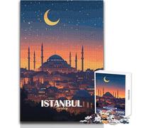 Rompecabezas de 1000 Piezas para Adultos: Estambul, Turquía, Paisaje Nocturno, ilustración, Rompecabezas, Juegos Familiares, Actividades Familiares, Regalo Divertido, tamaño 50x75cm