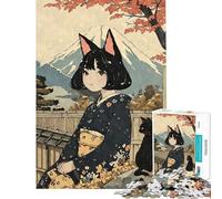 Rompecabezas de 1000 Piezas para Adultos Estampado en Madera de Nekomusume Ideal para cumpleaños y Navidad Un desafío difícil Juegos educativos para Mayores de 14 años (38x52cm)