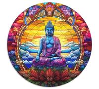 Rompecabezas de 1000 Piezas para Adultos, Estatua de Buda de vitral, Rompecabezas Redondos, desafiante Rompecabezas para Adolescentes, decoración del hogar o Regalo 67,5 x 67,5 cm