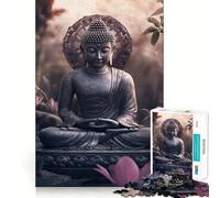 Rompecabezas de 1000 Piezas para Adultos Estatua de Buda en meditación,Encaje, Arte,Juego Mental,Regalo,Juego Lento,decoración navideña para Pared (38x52cm)