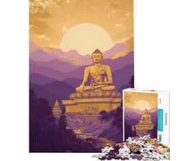 Rompecabezas de 1000 Piezas para Adultos Estatua de Buda en Paisaje montañoso Un desafío Educativo Ideal para Mujeres Juego práctico para Mayores de 14 años 50x75cm