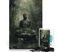 Rompecabezas de 1000 Piezas para Adultos Estatua de Buda en un Bosque,diseño de Corte preciso,Ideal para Crear Objetos Que requieren concentración, Tiempo Libre o para Disfrutar