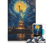 Rompecabezas de 1000 Piezas para Adultos Estatua de la Libertad de Noche Juegos educativos análisis y lógica Juego de desafío único 50x75cm