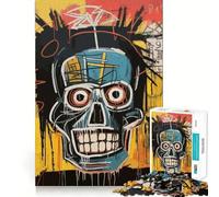 Rompecabezas de 1000 Piezas para Adultos,Estilo Basquiat,Calavera,Bordes Lisos,Juguete de construcción,Juego de concentración,Juego de relajación,Escena navideña,Arte (38x52cm)