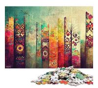 Rompecabezas de 1000 Piezas para Adultos, Estilo Boho Abstracto, Rompecabezas de Madera para Adultos, Juguete Educativo antiestrés, 1000 Piezas (75x50cm)