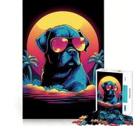 Rompecabezas de 1000 Piezas para Adultos,Estilo Bulldog de Miami Vice,Piezas de Corte Limpio,Juego de Habilidad Mental,Momento de relajación,Divertido,Escena navideña,Arte (50x75cm)
