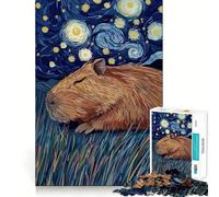 Rompecabezas de 1000 Piezas para Adultos,Estilo Capibara en la Noche Estrellada,Juguete Decorativo de construcción,Juego de Paz,Regalo de cumpleaños (50x75cm)