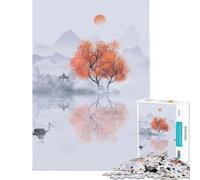 Rompecabezas de 1000 Piezas para Adultos Estilo Chino con Tinta Paisaje Juego Educativo Juego desafiante Juguete Gran Regalo Divertido y con Humor (tamaño 38x52cm)