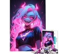 Rompecabezas de 1000 Piezas para Adultos Estilo gótico con Cabello Rosa neón Ayuda a ejercitar el Cerebro y Mejora la Memoria Juego Educativo para Mayores de 14 años (38x26cm)