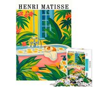 Rompecabezas de 1000 piezas para adultos estilo Henri Matisse con diseño de conejillo de indias en el baño Ayuda a ejercitar el cerebro y alivia el estrés Juego educativo para mayores de 14 años Juego
