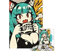 Rompecabezas de 1000 Piezas para Adultos Estilo Kawaii Anime con diseño de Chica Gato y café Difícil y desafiante Una Obra de Arte Juegos educativos Apto para Mayores de 14 años (38x52cm)