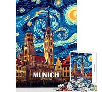 Rompecabezas de 1000 Piezas para Adultos Estilo Múnich Alemania Noche Estrellada Juego práctico para Mejorar la Memoria Juguete Decorativo para Pared cumpleaños (50x75cm)