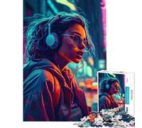 Rompecabezas de 1000 Piezas para Adultos Estilo neón lofi y Cyberpunk Ideal para cumpleaños y Navidad Juegos educativos para Mayores de 14 años 38x26cm