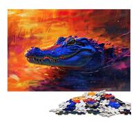 Rompecabezas de 1000 Piezas para Adultos Estilo Pintura al óleo cocodrilo Juguete Intelectual Juego desafiante para Jugar en Familia (tamaño 75 x 50 cm)