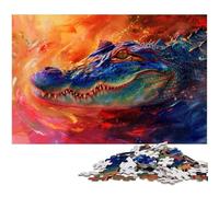 Rompecabezas de 1000 Piezas para Adultos Estilo Pintura al óleo de cocodrilo de Madera (75 x 50 cm)