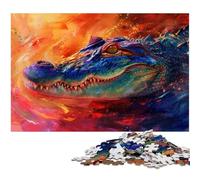 Rompecabezas de 1000 Piezas para Adultos Estilo Pintura al óleo de cocodrilo para Rompecabezas de Papel Juguete Educativo antiestrés (tamaño 38 x 26 cm)