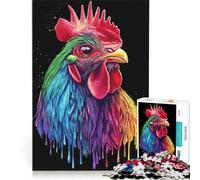 Rompecabezas de 1000 Piezas para Adultos Estilo Pop Art arcoíris Gallo Rojo de Rhode Island decoración de Pared Ideal para la diversión Familiar Regalo de cumpleaños o para Viajes 50x75cm
