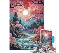 Rompecabezas de 1000 Piezas para Adultos Estilo Pueblo japonés Vintage cumpleaños desafío Educativo diversión Familiar y para una Noche de Juegos 38x52cm