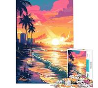 Rompecabezas de 1000 Piezas para Adultos Estilo Synthwave Retro Miami Ideal para Juegos educativos desafíos Juguetes Juegos prácticos antiestrés y Regalos Divertidos (tamaño 38x52cm)