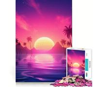 Rompecabezas de 1000 Piezas para Adultos, Estilo Tropical retrowave, armonía, decoración Elegante, Juguete para ejercitar la Mente, diversión Casual, (50x75cm)