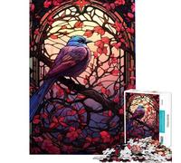 Rompecabezas de 1000 Piezas para Adultos Estilo vidriera de Cuervo Juegos Divertidos y Regalos Originales para Amigos y Familiares (tamaño 50x75cm)
