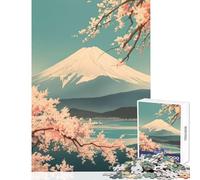 Rompecabezas de 1000 Piezas para Adultos Estilo Vintage Suave del Monte Fuji para decoración del hogar Juguetes Regalos para Mujeres y Hombres Juego Imposible con póster y Hoja de Trivia a Juego
