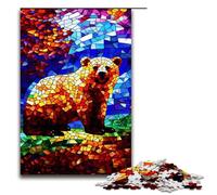Rompecabezas de 1000 Piezas para Adultos Estilo vitral de Oso Rompecabezas de Madera para niños Juego Educativo para Adultos 75 x 50 cm