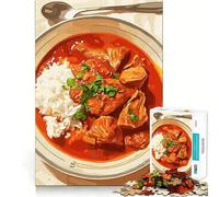 Rompecabezas de 1000 Piezas para Adultos Estofado de Pollo con arroz y Cuchara Diseño Ingenioso Juego Divertido para el Tiempo Libre Decoración navideña (38x52cm)