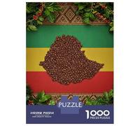 Rompecabezas De 1000 Piezas para Adultos Ethiopia Coffee Beans Map Rompecabezas para Adultos Juguetes Antiestrés Vacaciones En Casa Matar El Tiempo Desafiante De Completar 52x38cm/1000pcs