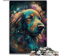 Rompecabezas de 1000 Piezas para Adultos, fábula del Perro Golden Retriever de Madera, Regalo Divertido y Actividad para el hogar, 50x75cm, Juego Interactivo Familiar