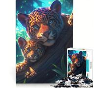 Rompecabezas de 1000 Piezas para Adultos: Familia de jaguares en el Bosque, Juego de ingenio, decoración Perfecta, cumpleaños y Navidad 50x75cm