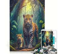 Rompecabezas de 1000 Piezas para Adultos Familia de jaguares en la Jungla, Juego Familiar, para Relajarse intelectualmente, colección de Artistas, Bellas Artes 38x52cm