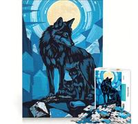 Rompecabezas de 1000 Piezas para Adultos Familia de Lobos bajo la Luna Juegos relajantes Actividades Divertidas para Hacer en casa y Fortalecer el Amor en Pareja 38x26cm