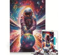 Rompecabezas de 1000 Piezas para Adultos: Fantasía de Astronauta Jugando a los Bolos, Juguetes para armar, interacción Entre Padres e Hijos, fortalece el Amor Entre Parejas 38x26cm