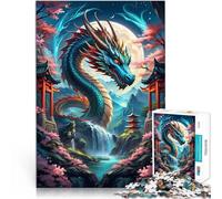 Rompecabezas de 1000 Piezas para Adultos Fantasía Enojada del dragón Azul Juguetes de Bricolaje Interacción Entre Padres e Hijos 38x26cm
