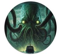 Rompecabezas de 1000 Piezas para Adultos, fantasía Oscura, Cthulhu, Rompecabezas Redondo de 1000 Piezas, Juguete Educativo para Adolescentes, decoración de casa y Oficina, 1000 Piezas (67,5x67,5cm)