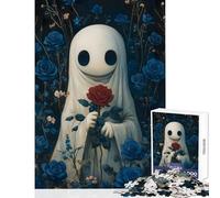 Rompecabezas de 1000 Piezas para Adultos Fantasma con Rosa roja Juguete Educativo Regalo para cumpleaños Juegos relajantes colección de Artistas Bellas Artes tamaño 50x75cm
