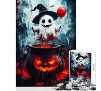 Rompecabezas de 1000 Piezas para Adultos Fantasma de Halloween con caldero Juegos relajantes Divertidos y con Humor Decoración de Pared Un Reto para completar (38x52cm)