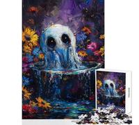 Rompecabezas de 1000 Piezas para Adultos Fantasma en un Estanque de Flores Juegos Familiares para Toda la Familia Juguete Educativo con Piezas de Formas aleatorias Que encajan Perfectamente (38x26cm)