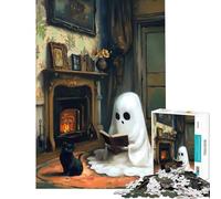 Rompecabezas de 1000 Piezas para Adultos Fantasma Leyendo Junto a la Chimenea Un desafío Educativo Que fomenta el análisis y la lógica Juguete Educativo para Mayores de 14 años Juego 38x52cm