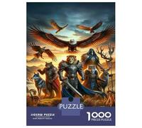 Rompecabezas De 1000 Piezas para Adultos Fantasy Artwork with Warriors and Animals Rompecabezas para Adultos Juegos Divertidos Decoración De Pared Cumpleaños Y Navidad 70x50cm/1000