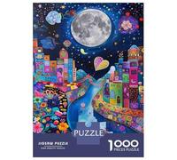 Rompecabezas De 1000 Piezas para Adultos Fantasy Cityscape with Full Moon Rompecabezas para Adultos Juegos Divertidos Pero Divertidos Y Humorísticos Cumpleaños 52x38cm/1000pcs