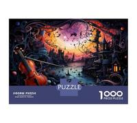 Rompecabezas De 1000 Piezas para Adultos Fantasy Cityscape with Violin Rompecabezas Juguetes Antiestrés Decoración del Hogar Difícil Y Desafiante 52x38cm/1000pcs