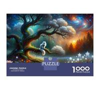Rompecabezas De 1000 Piezas para Adultos Fantasy Forest with White Cat Rompecabezas para Adultos Juegos De Relajación Análisis Y Lógica Regalos para Amigos Y Familiares 70x50cm/1000pcs