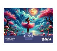 Rompecabezas De 1000 Piezas para Adultos Fantasy Pink Flamingo Lake Rompecabezas para Adultos Juegos Familiares Decoración Desafiante De Completar 52x38cm/1000pcs