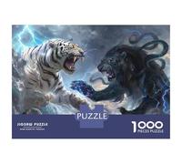 Rompecabezas De 1000 Piezas para Adultos Fantasy Tiger Vs. Serpent Battle Rompecabezas Juguetes Antiestrés Decoración del Hogar Difícil Y Desafiante 52x38cm/1000pcs
