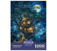 Rompecabezas De 1000 Piezas para Adultos Fantasy Treehouse Night Scene Rompecabezas para Adultos Análisis Práctico del Juego Y Lógica Interacción Entre Padres E Hijos 70x50cm/1000pcs