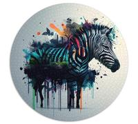 Rompecabezas de 1000 Piezas para Adultos Fantasy Zebra, Rompecabezas Redondos de 1000 Piezas para Adultos, Halloween, Navidad, Regalo de cumpleaños, 67,5 x 67,5 cm